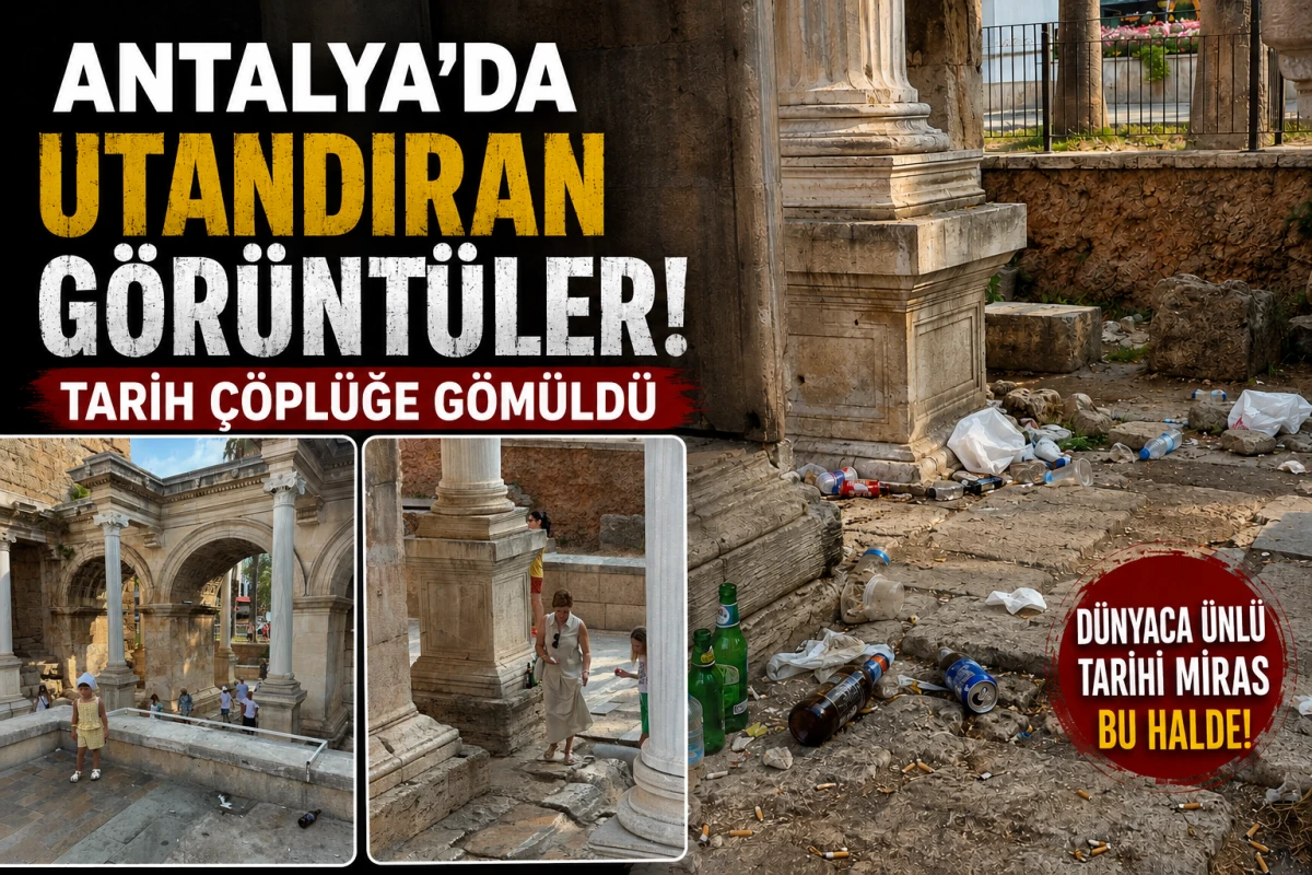 Antalya&rsquo;da utandıran g&ouml;r&uuml;nt&uuml;ler! Tarih &ccedil;&ouml;pl&uuml;ğe g&ouml;m&uuml;ld&uuml;